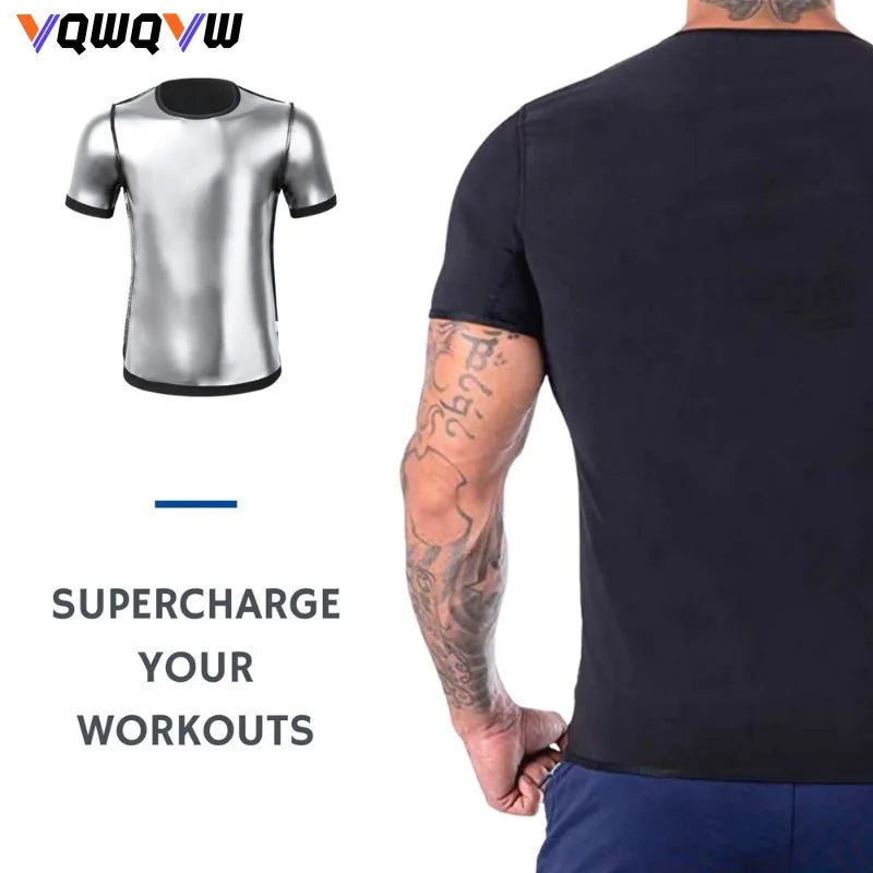1Pcs Sauna Sweat Suits Shirt Waist Trainer for Men Women Compression Vest Workout Gym Clothes Sweat Enhancer Short Sleeve