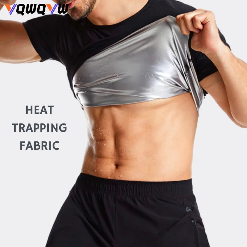 1Pcs Sauna Sweat Suits Shirt Waist Trainer for Men Women Compression Vest Workout Gym Clothes Sweat Enhancer Short Sleeve