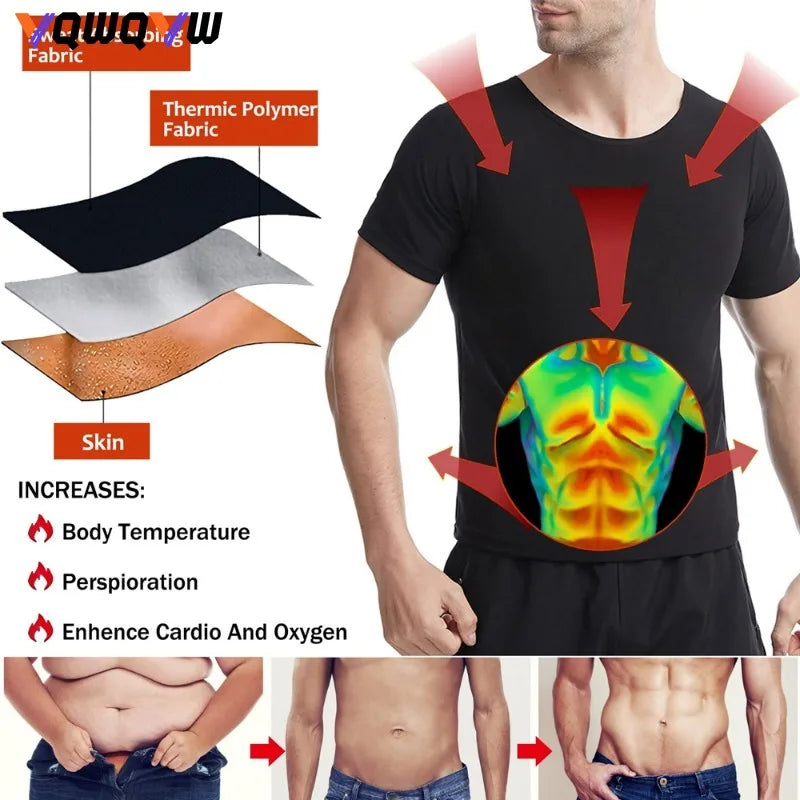 1Pcs Sauna Sweat Suits Shirt Waist Trainer for Men Women Compression Vest Workout Gym Clothes Sweat Enhancer Short Sleeve