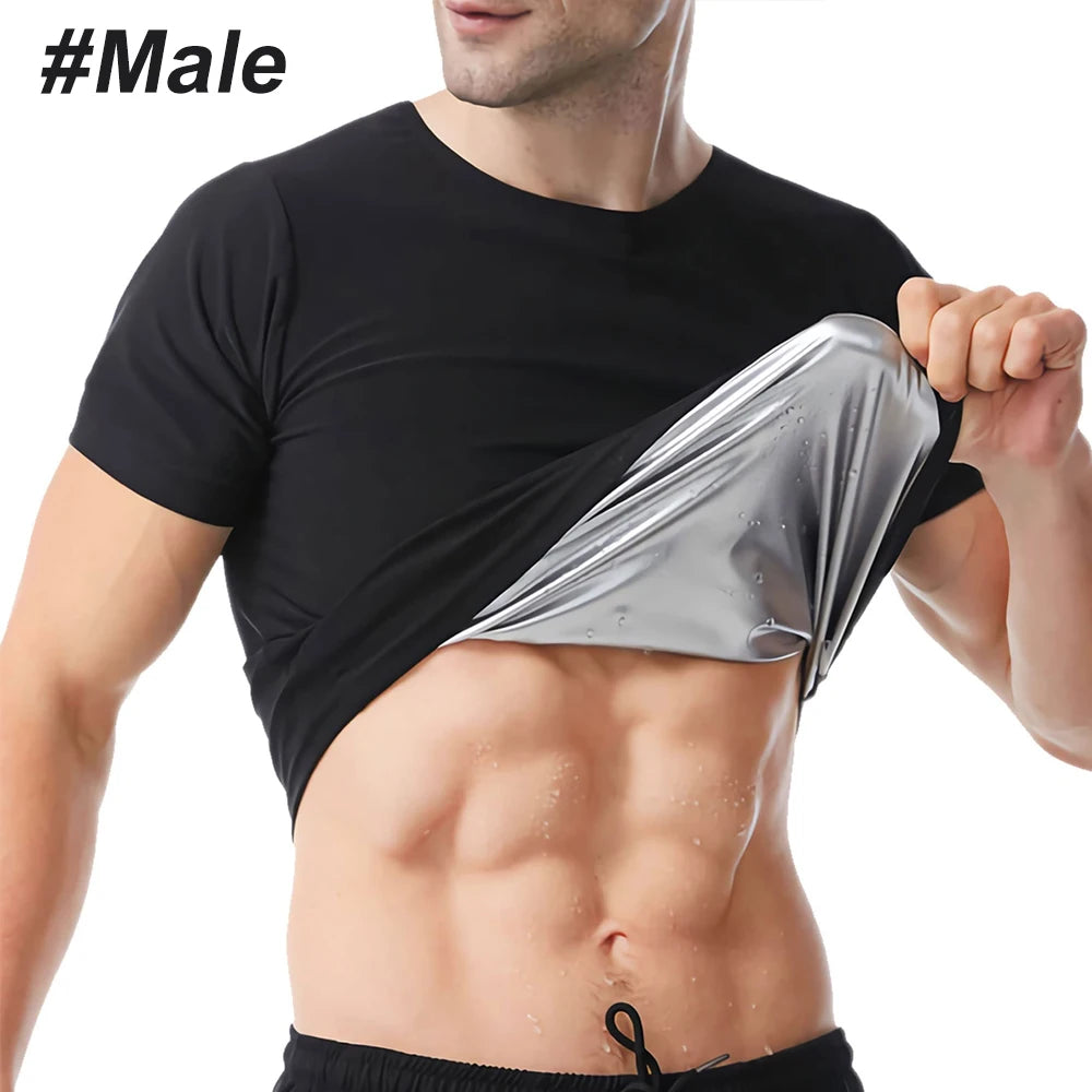 1Pcs Sauna Sweat Suits Shirt Waist Trainer for Men Women Compression Vest Workout Gym Clothes Sweat Enhancer Short Sleeve